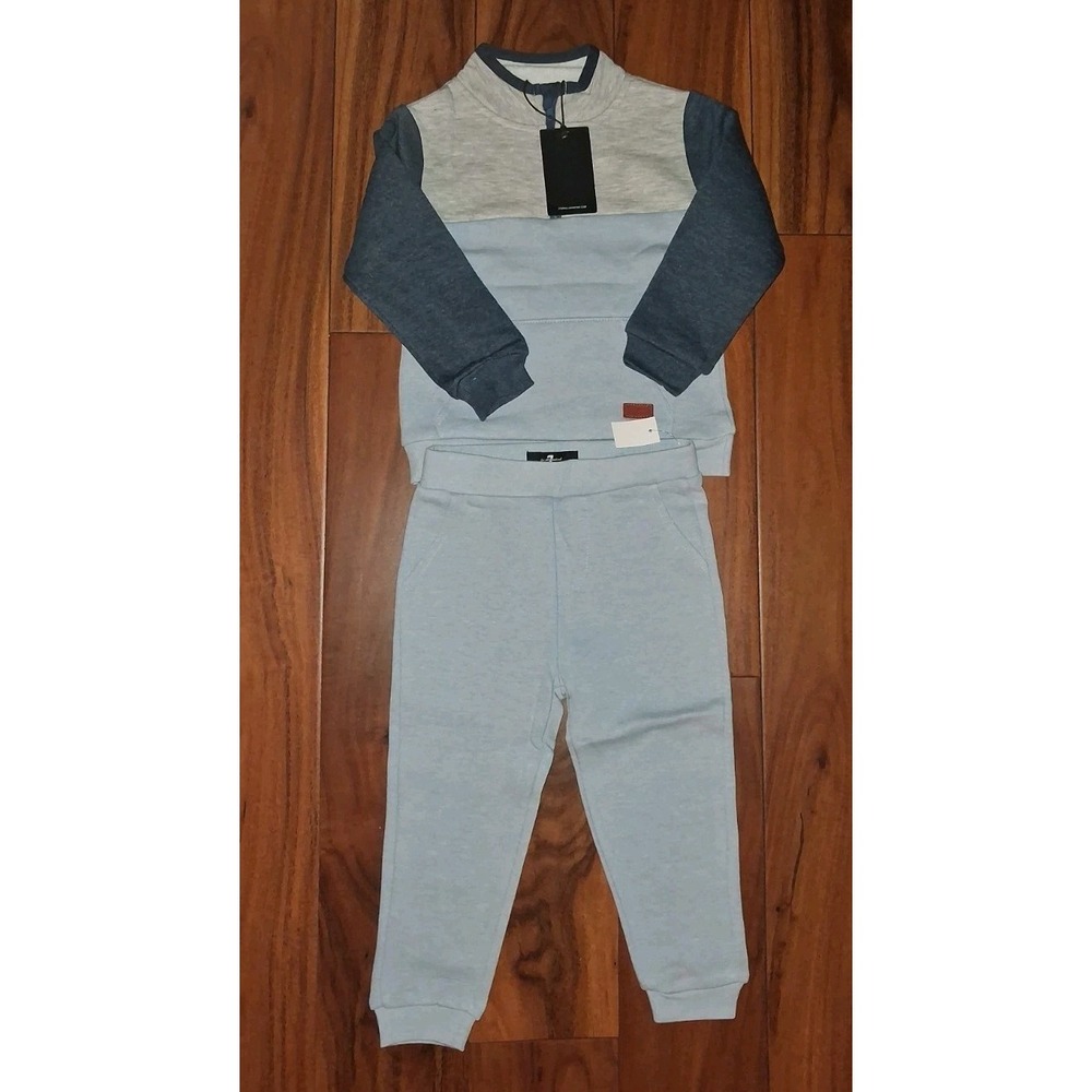 7 For All Mankind Colorblock Sweatshirt & Jogger Set 24M Baby - Picture 2 of 3